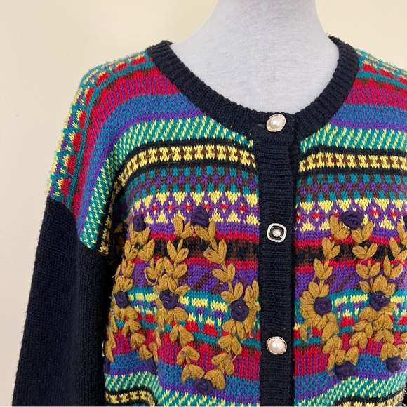 vintage franco valeri colourful knit cardigan - Picture 8 of 13